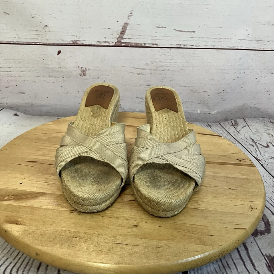 Sandalias alpargata Stubbs Wootton cuña talla 11 cruzadas correas de cinta de grosgrain Foto 2 de 4