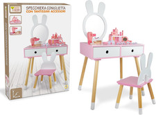 , Postazione Trucco Bambina, Grande Toeletta in Legno a Tema Coniglietta Con Sga