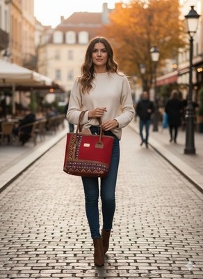 BELO ARTESANAL Colorful Handbag with Embroidery'' : Focuses on the visual charact