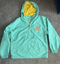 Dutch Bros Windbreaker Pullover Jacket Teal Green Yellow XL