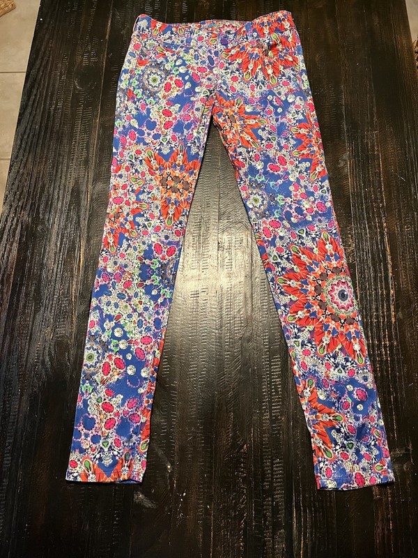 L’Amour Nanette Lepore Bright Colorful Denim Leggings KALEIDOSCOPE Pants Size 5