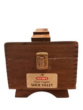 Kiwi Wooden Hand Crafted Shoe Shine Valet w Storage Box Dark Brown