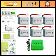 6PCS 3.7V 800mAh Lipo Battery & 6in1 Charger for Drones, Quadcopters, Robots