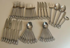 49 Pc GS  Gourmet Settings  TWIST Hand forged 18/10 Stainless Flatware Set for 8
