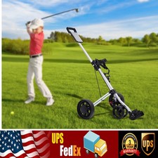 3 Wheel Golf Push Cart Lightweight Push Pull Golf Cart Trolley Sturdy Foldable