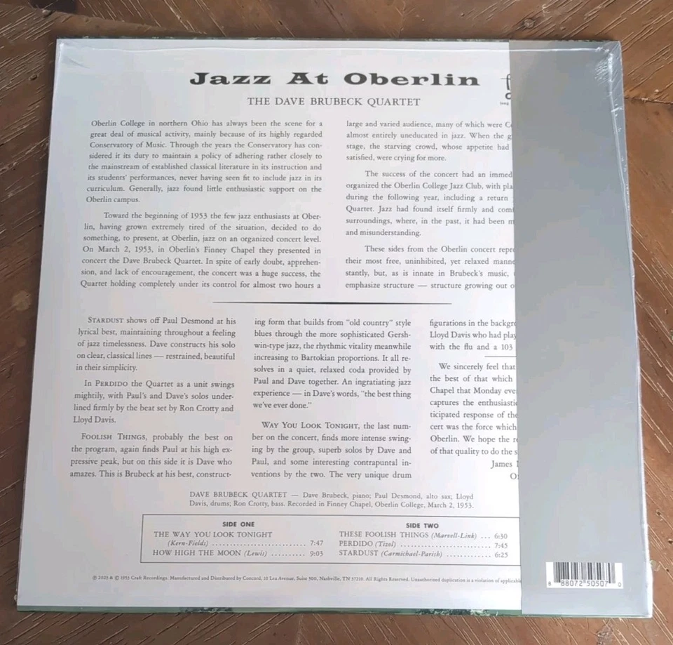 Jazz at Oberlin (Original Jazz Classics Series) by Brubeck, Dave (Record, 2023) Foto 2 de 2