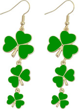 St Patricks Day Shamrock Earrings for Women,Trendy Green Irish Clover Dangle Ear
