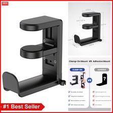 Under Desk Headphone Stand 360 Degree Swivel Clamp On Cable Organizer For