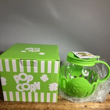 Ecolution 3 Qrt Microwave Micro-Pop Popcorn Popper Glass NEW Neon Green NIB