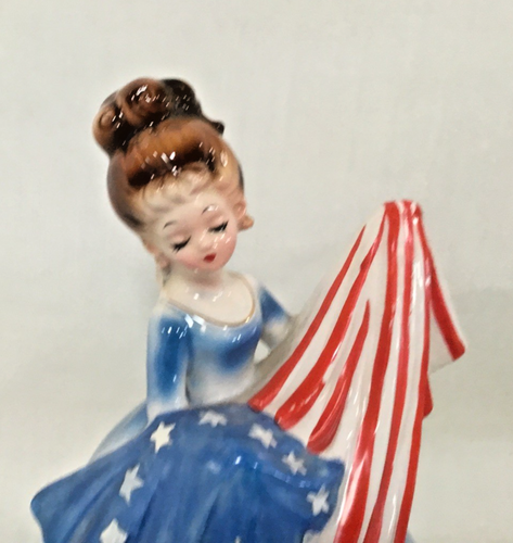 Vintage Josef Originals Betsy Ross Music Box Figurine with American Flag - Picture 2 of 15