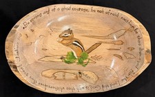 Beautiful SIGNED Turned Wood Hand Painted Bowl Bible Verse Squirrel Design