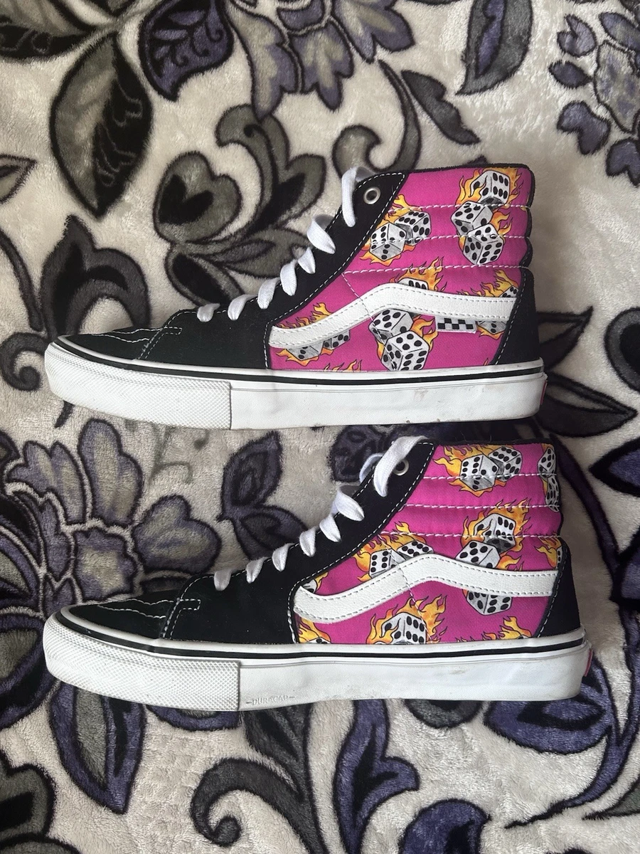 Vans Skate‎ Sk8-Hi Fuchsia Fedora Dice Flame Size 5 Mens gamble casino Skate Y2K Vans sk8-hi flaming dice - Gem main image 2