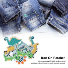 10pcs Colorful Dinosaur Embroidery Iron On Patches For Dress Hat Jean Backpack