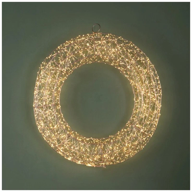 Ghirlanda Luminosa Natale BRANDANI 1440 LED Luce Calda Corona Metallo 50 cm, fotografia 9 di 9