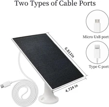 Solar Panel for Security Camera, Rechargeable Battery Solar Panel Charger 4W
