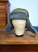 Russian Ushanka Trapper Hat Military Winter Faux Fur Aviator Vintage Army Green