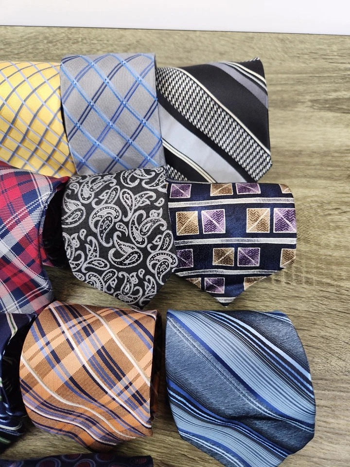 Lote de 14 gravatas masculinas de seda Stafford xadrez paisley listrado designer - Imagem 4 de 4