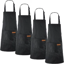 Handepo 4 Pcs Cooking Apron with Pockets Adjustable Waterproof Baking Apron f...