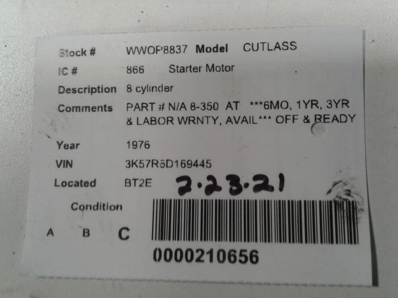 Motor de arranque 8-350 compatible con 75-77 79-80 CUTLASS 618276 Foto 4 de 4