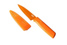 KUHN RIKON Colori Non-Stick Serrated Paring Knife with Safety Sheath, 4 inch,...