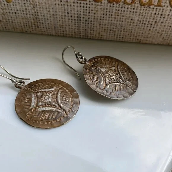 Ремесленник богемное анджу ацтеков металлический сделано в Индии серьги новый с Ярлыками - Изображение 3 из 4