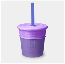 GoSili® 8oz Silicone Kids Sili Straw Cup with Stretchy Drink Protector Cover