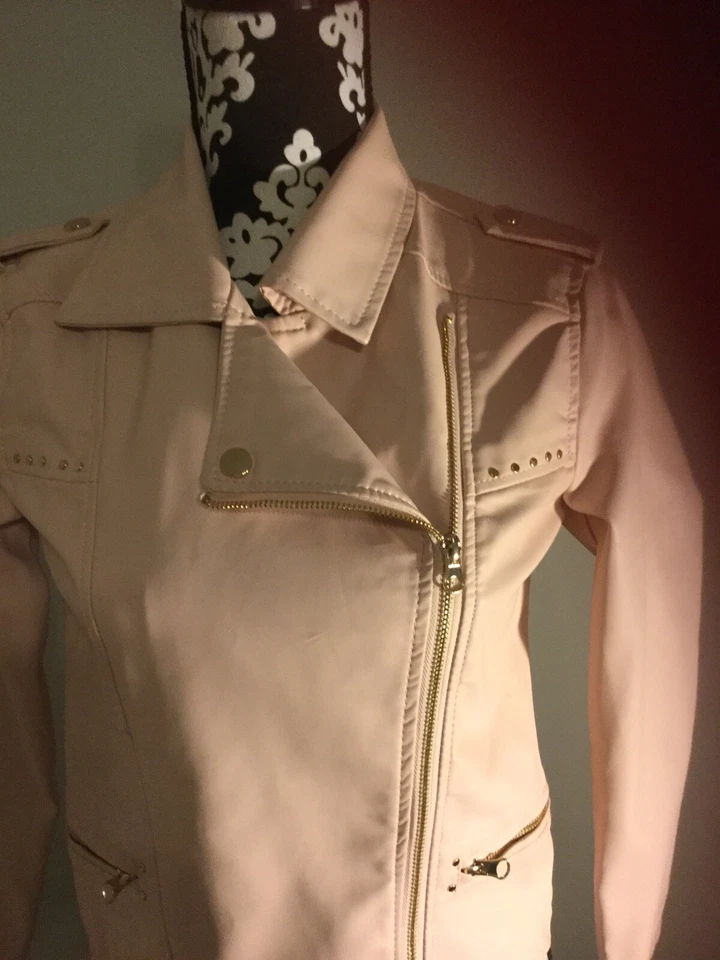 Женская байкерская куртка Me Jane искусственная кожа розовая размер 14 Jr - Изображение 3 из 4