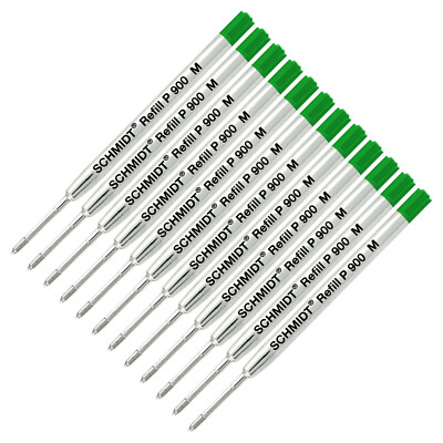 12 Pack - Schmidt P900 Green Medium Nib Parker Style Ballpoint Refill