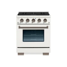 ANTIQUE WHITE and BRONZE 30" ALL GAS RANGE - Brand New