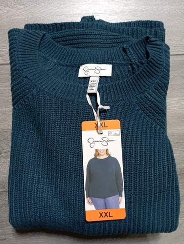 Jessica Simpson Pullover Erwachsene 2XL Grün Strick Herbst Winter Damen