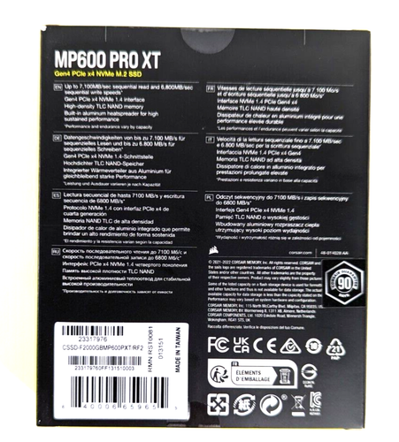 Corsair CSSDF2000GBMP600PXT MP600 PRO XT Gen4 PCle x4 NVMe M.2 SSD 2TB - Picture 6 of 6