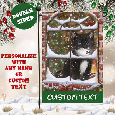 Tuxedo Cats Garden Flag Personalized Double Sided Christmas Many Designs NWT