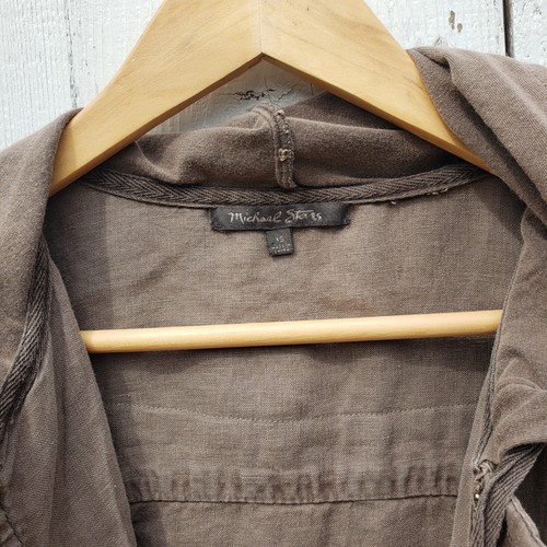 RARE MICHAEL STARS 100% LINEN JACKET Olive Brown Haiti Artisan BEADING Sz XS NEW - Picture 6 of 8