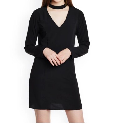 MetroStyle Black Dress size 8 long Sleeve Choker Cut Out V-neck 37 Y2K | eBay MetroStyle Black Dress size 8 long Sleeve Choker Cut Out V-neck 37 Y2K | eBay