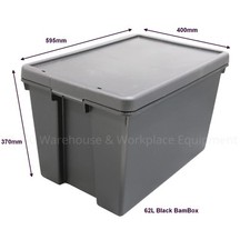 Wham Bam Black Heavy Duty Plastic Storage Box Boxes With Lids - Recycled Plastic