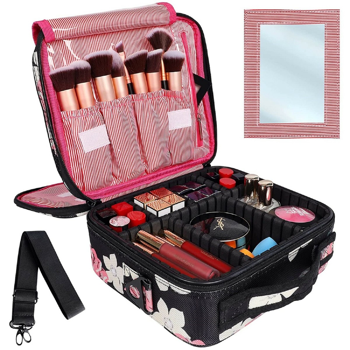 Estuche Bolso De Para Maquillaje Cosmeticos Para Mujer Portatil Con Espejo