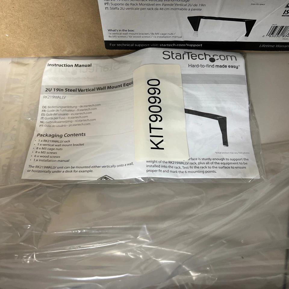 STARTECH 2U 19IN STEEL VERTICAL WALL MOUNT EQUIPMENT RACK BRACKET RK219WALLV - Image 3 of 4