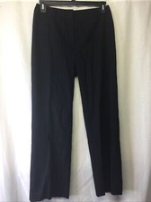 Anne Klein AK Women's Beige Pinstripe Black Viscose Blend Dress Pants Size 10
