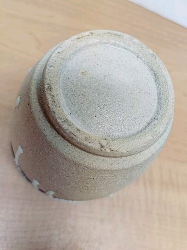 Fioriera in gres ceramica arte studio piccolo vaso blu e marrone smalto a goccia altezza 4,5" - Foto 9 di 15