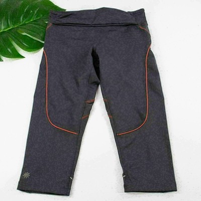 Athleta Quick Step Capri Pants Cropped Skinny Gray Neon Legging Run 819214 Small