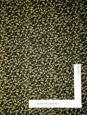 Christmas Fabric Holly Swirls Gold Green Benartex Festive Season By The Yard