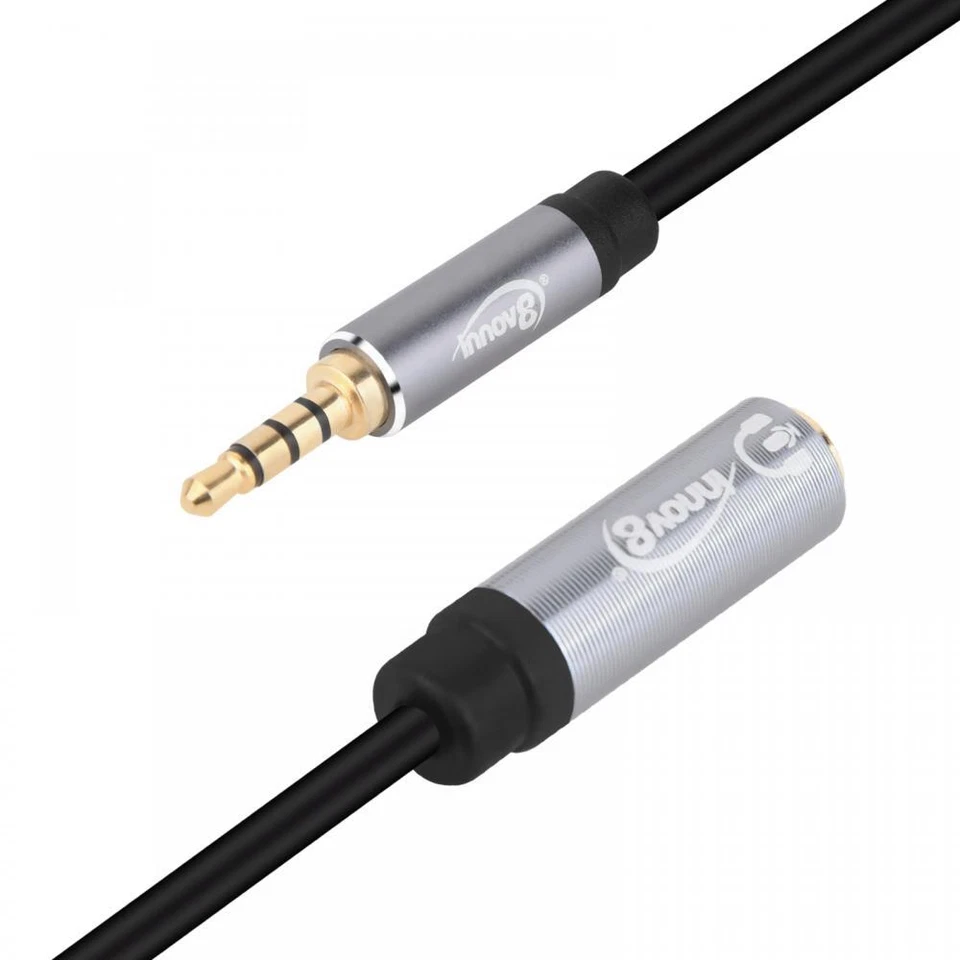 3.5mm AUX Headphone Mic Extension Cable 4 Pole Stereo Phone Headset Connector - Image 2 of 3