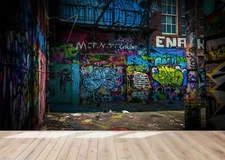 3D Street Graffiti Wallpaper Wall Mural Removable Self-adhesive Sticker9271