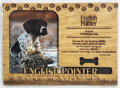 ENGLISH POINTER Dog Profile Laser Engraved Wood Picture Frame Magnet