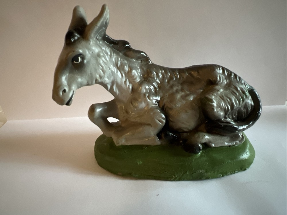 Vintage Nativity Donkey Figurine Italy Paper Mache Replacement Animal 3