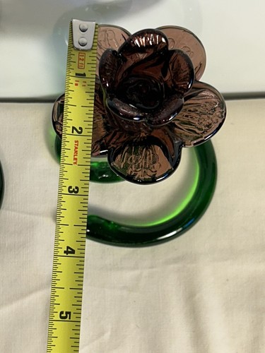 Art Glass Curly Stem Flower Petal Candle Holders Purple Murano style 6" tall H4 - Picture 9 of 11