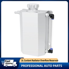 Universal 2l Aluminum Coolant Radiator Overflow Reservoir Expansion Tank Silver