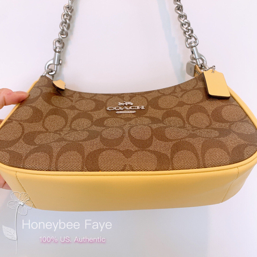 NWT Coach Teri Shoulder Bag In Signature Canvas (Retro Yellow