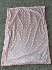 Child Of Mine Carter's Fleece Baby Blanket Pink Elephant Hearts Lovey