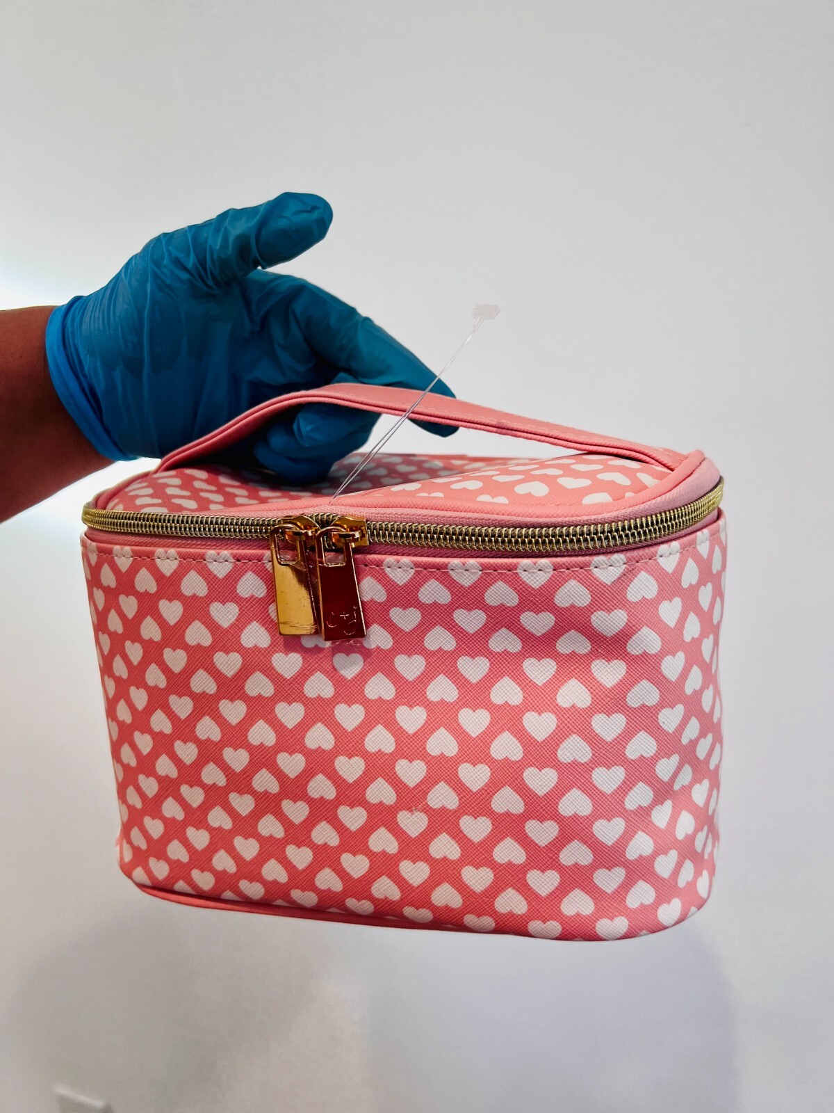 Clementine and Jane Heart Print Large Cosmetic Bag Case Pink 5.5x9 inches eBay